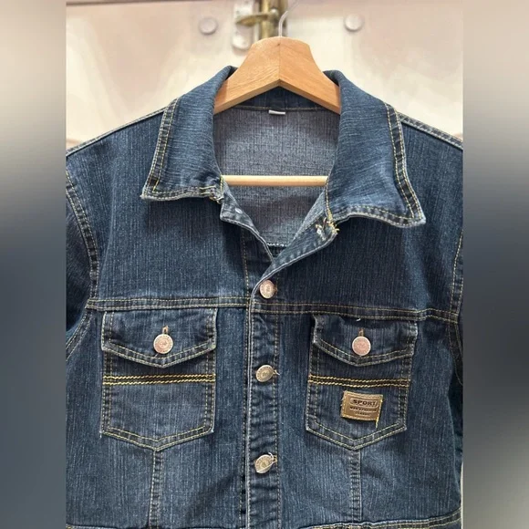 Vintage Denim Chore Jacket Longline Shirt Dark Wash - Picture 2 of 3